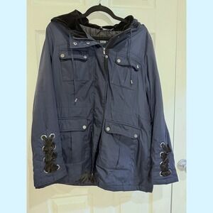 Steve Madden Anorak Jacket‎ Hooded Drawstring Utility Pockets L